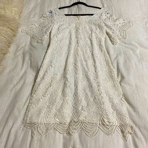Classic lace white midi dress